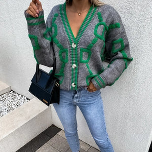 Autumn Winter Women Cardigan knitted Sweater Warm Letter Embroider Fashion knit Cardigans Tops Y2K Lady Loose Sweaters 2023 New