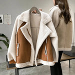 Woolen Jacket Women 2023 Winter Long Sleeve Lapel Thicken Female Coat  Fashion Street Zipper Pocket Loose Warm Lady Outwear