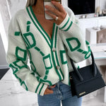 Autumn Winter Women Cardigan knitted Sweater Warm Letter Embroider Fashion knit Cardigans Tops Y2K Lady Loose Sweaters 2023 New