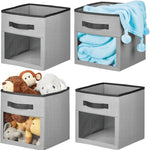 "Stylish Storage Solutions for Your Nursery and Playroom with Front Handle/Window Bins - 4 Pack"