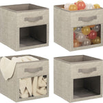 "Stylish Storage Solutions for Your Nursery and Playroom with Front Handle/Window Bins - 4 Pack"